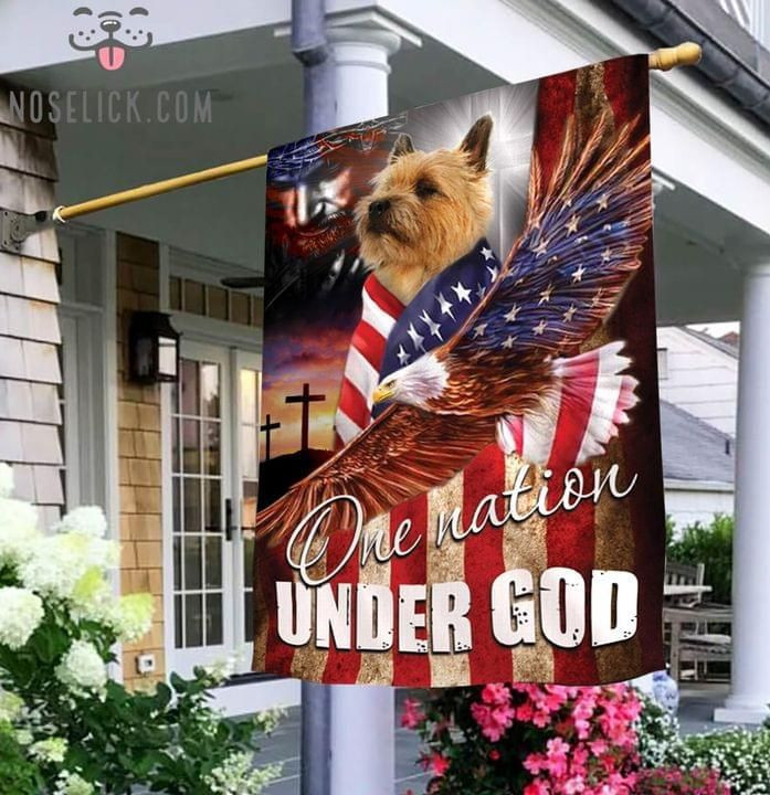 Cairn Terrier One Nation Under God Christian Cross Dog Lover Eagle American Flag Garden Flag House Flag