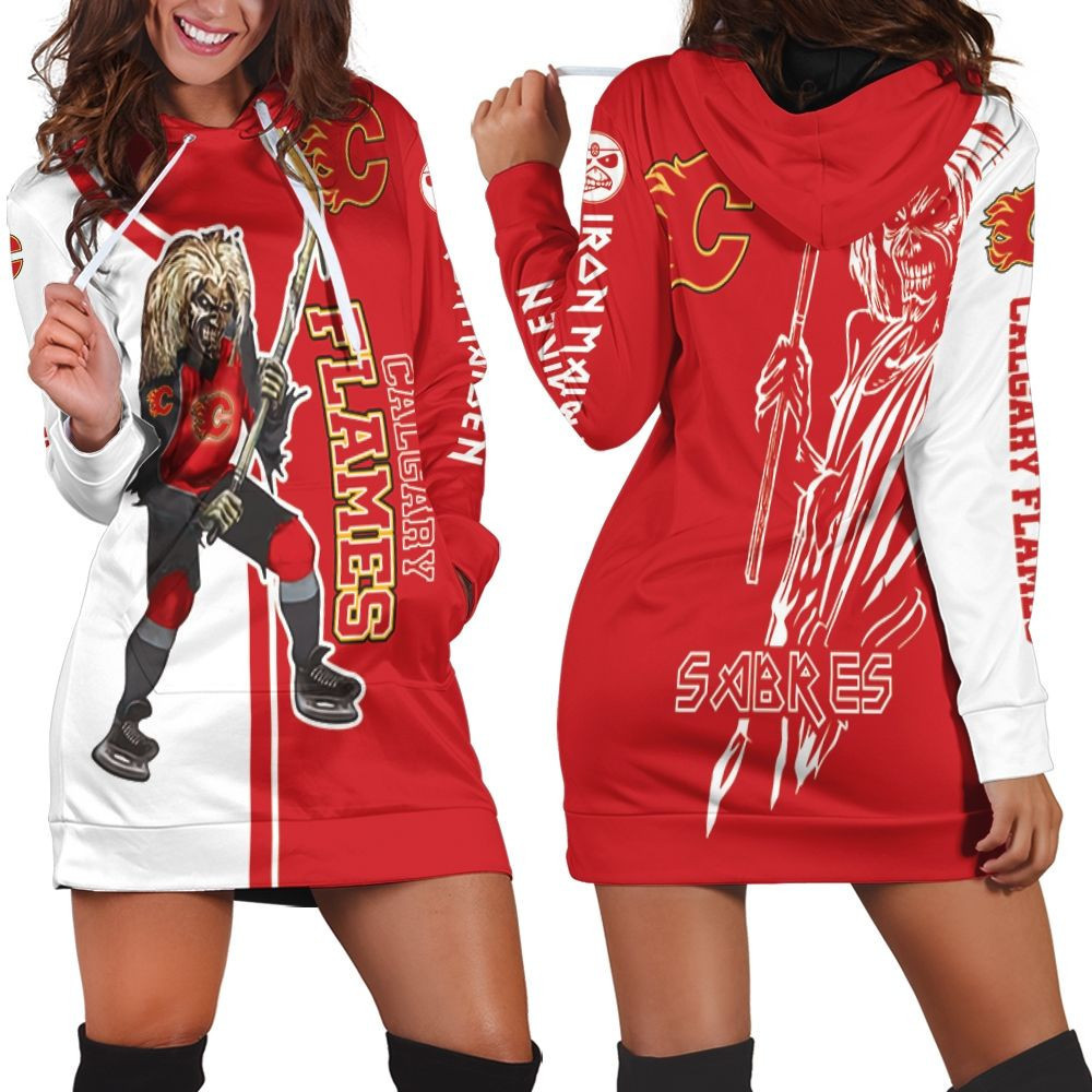 Calgary Flames And Zombie For Fans Hoodie Dress Sweater Dress Sweatshirt Dress