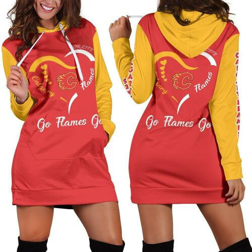 Calgary Flames Hoodie Dress Sweater Dress Sweatshirt Dress 3d All Over Print For Women Hoodie