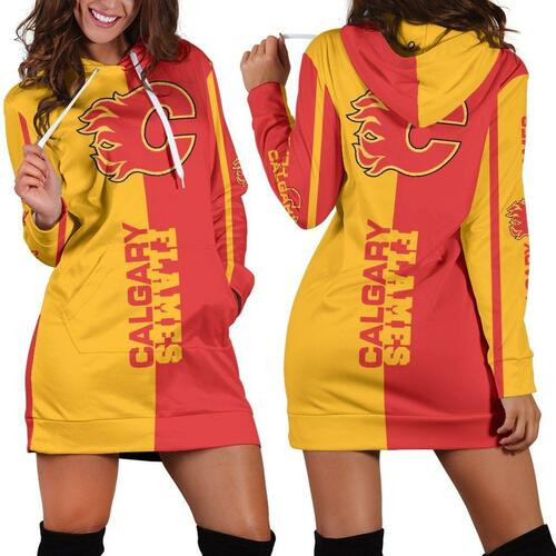 Calgary Flames Hoodie Dress Sweater Dress Sweatshirt Dress 3d All Over Print For Women Hoodie