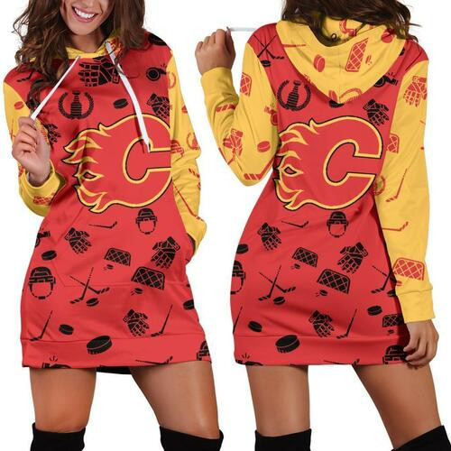 Calgary Flames Womens Hoodie Dress Sweater Dress Sweatshirt Dress 3d All Over Print For Women Hoodie