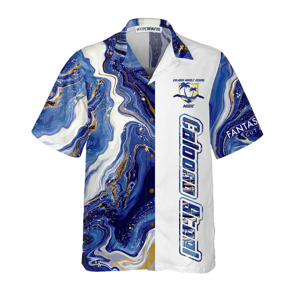 Caloosa Steel Blue Marble Hawaiian Shirt