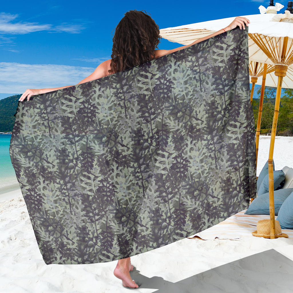 Camouflage Fern Pattern Print Sarong Cover Up Camouflage Fern Pareo Wrap Skirt Dress