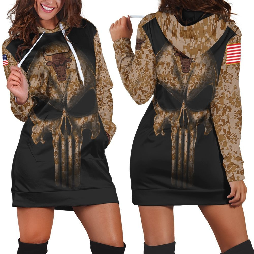Camouflage Skull Chicago Bulls American Flag Hoodie Dress Sweater Dress Sweatshirt Dress