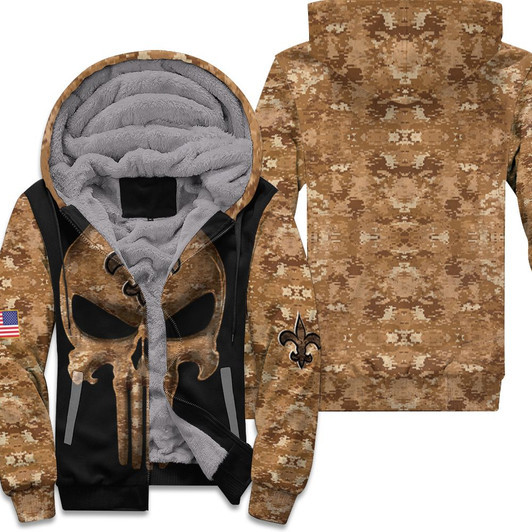 Camouflage Skull New Orleans Saints American Flag T Shirt Hoodie Sweater 3D Jersey Fleece Hoodie