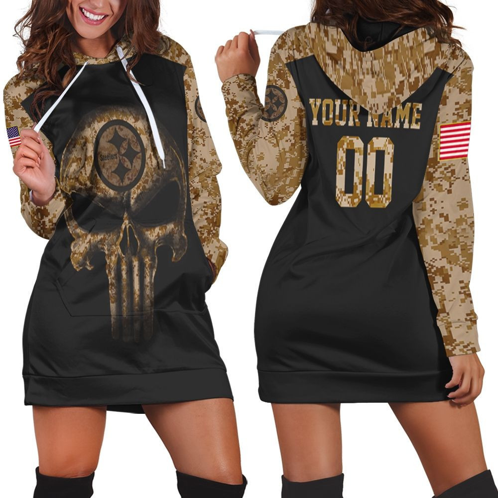 Camouflage Skull Pittsburgh Steelers American Flag 3d Hoodie Dress Sweater Dress Sweatshirt Dress