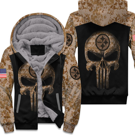 Camouflage Skull Pittsburgh Steelers American Flag T Shirt Hoodie Sweater 3D Jersey Fleece Hoodie