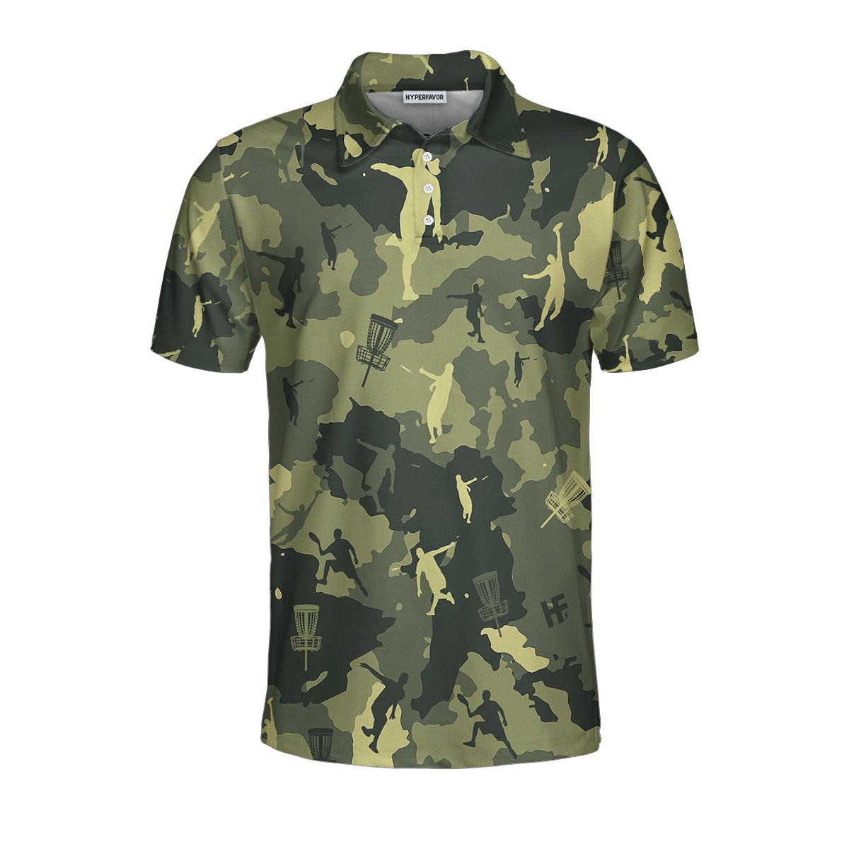 Camouflage Texture Disc Golf Shirt For Men Polo Shirt Cool Camo Disc Golf Shirt Design For Male Players