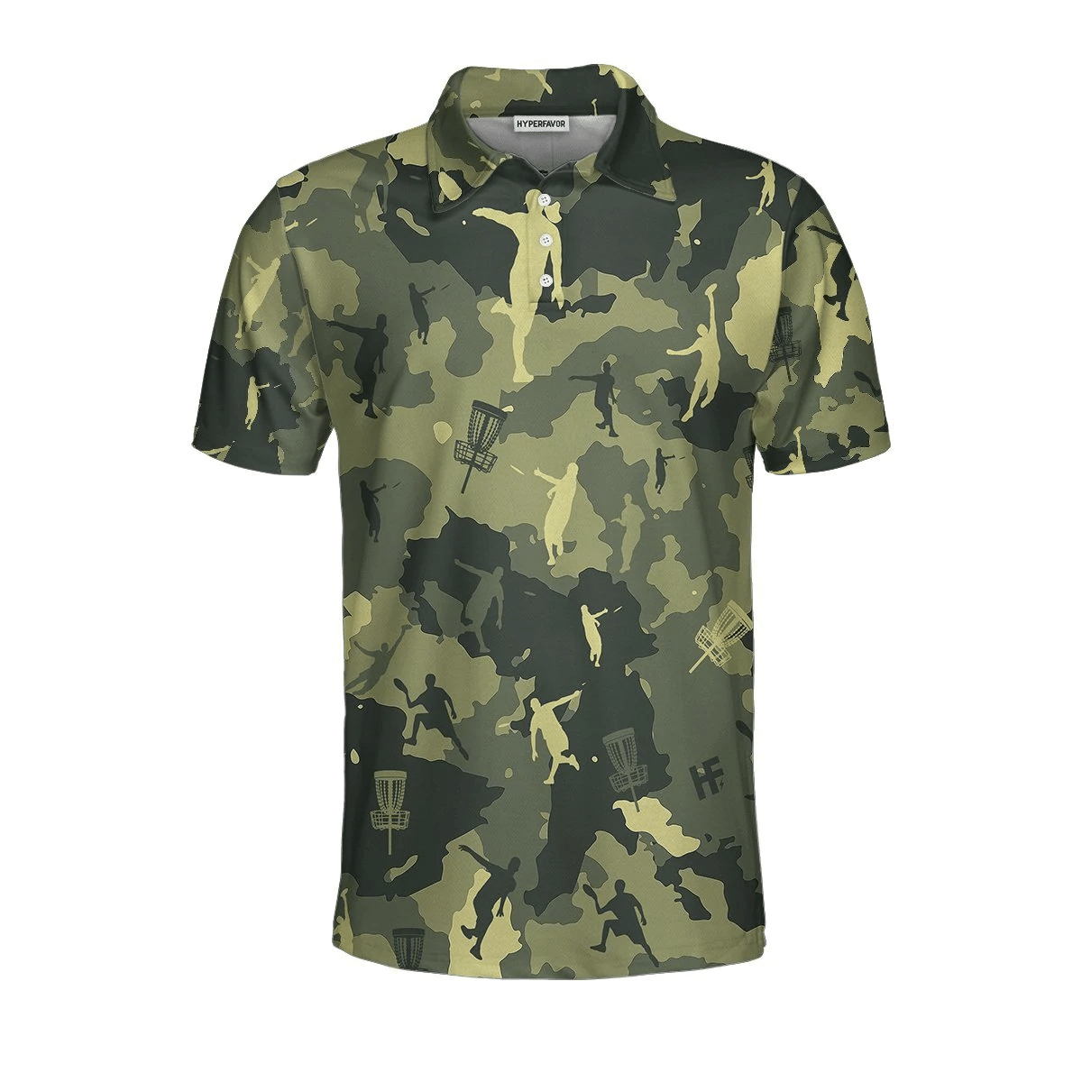 Camouflage Texture Disc Golf Shirts Short Sleeve Polo For Men Polo Shirt Cool Camo Disc Golf Shirt Design For Male Players