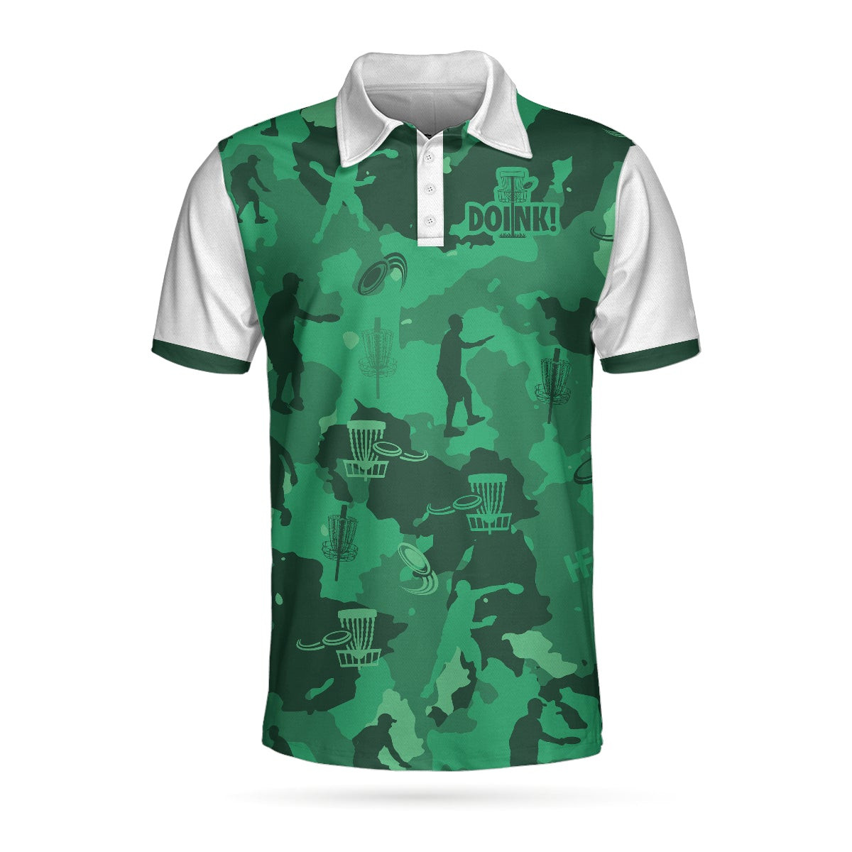 Camouflage Texture Doink Disc Golf Short Sleeve Polo Shirt Disc Player Polo Shirt Camo Disc Golf Shirt For Men