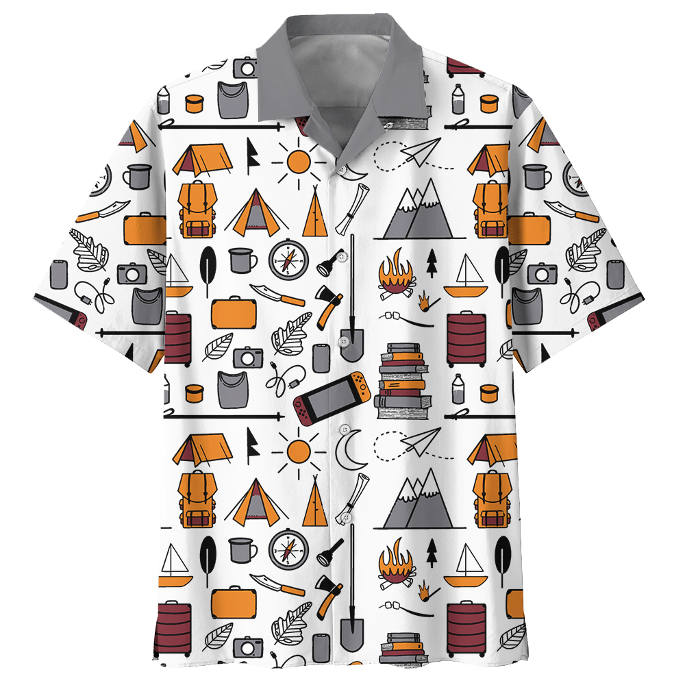 Camping Aloha Hawaiian Shirt Colorful Short Sleeve Summer Beach Casual Shirt For Men And Women