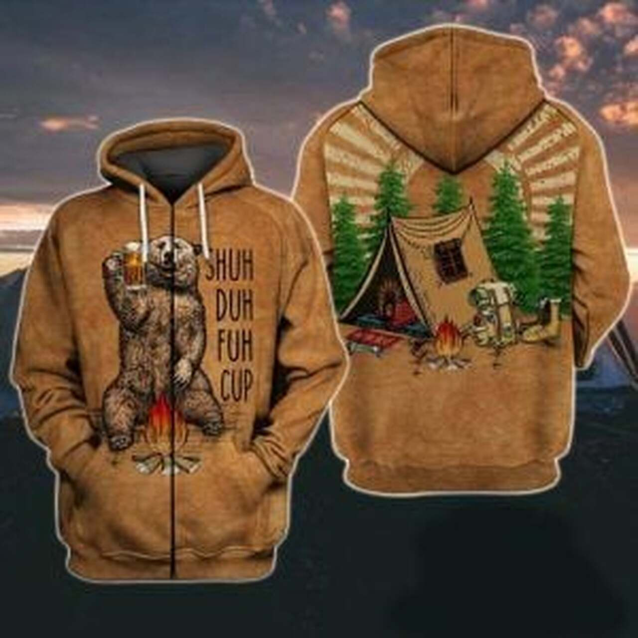 Camping Bear 3d All Over Print Hoodie