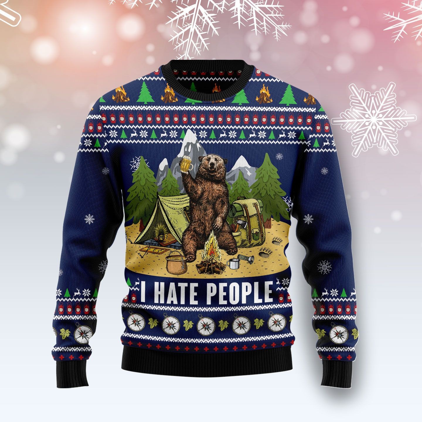 Camping I Hate People Ugly Christmas Sweater