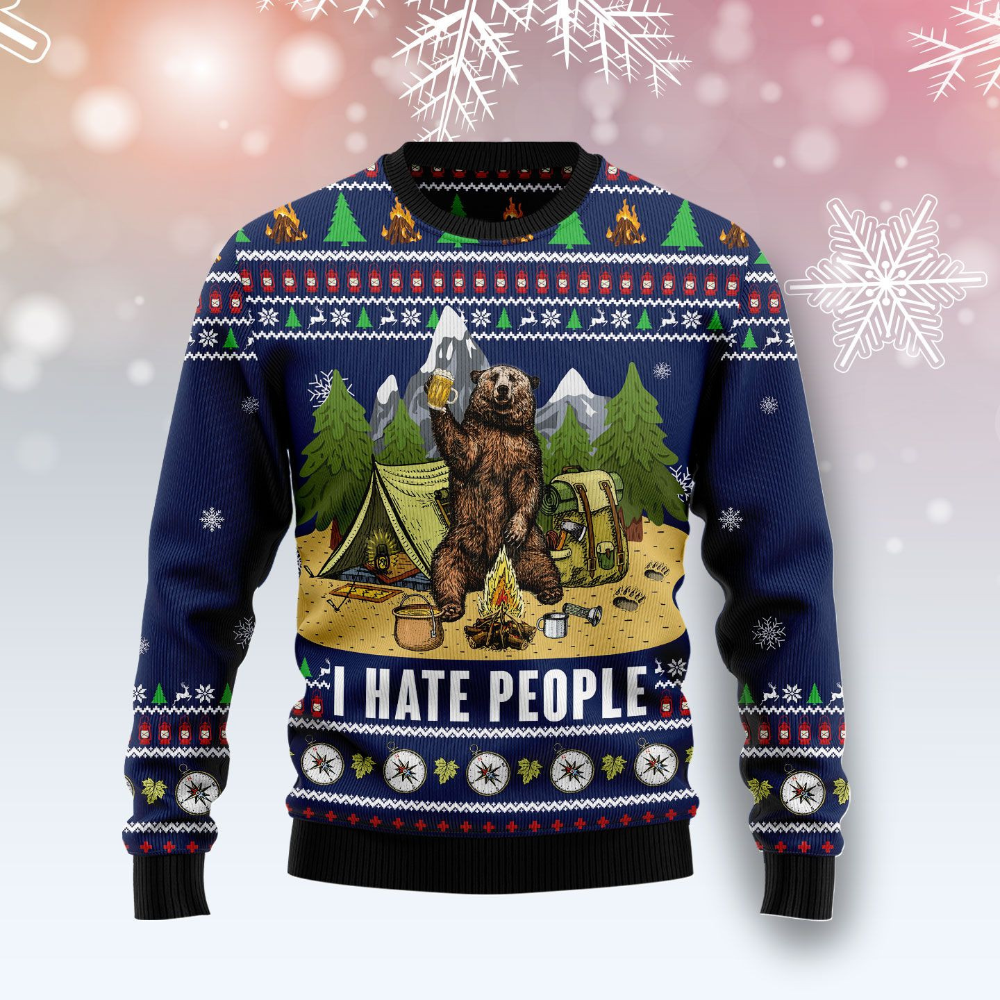 Camping I Hate People Ugly Christmas Sweater Ugly Sweater For Men Women