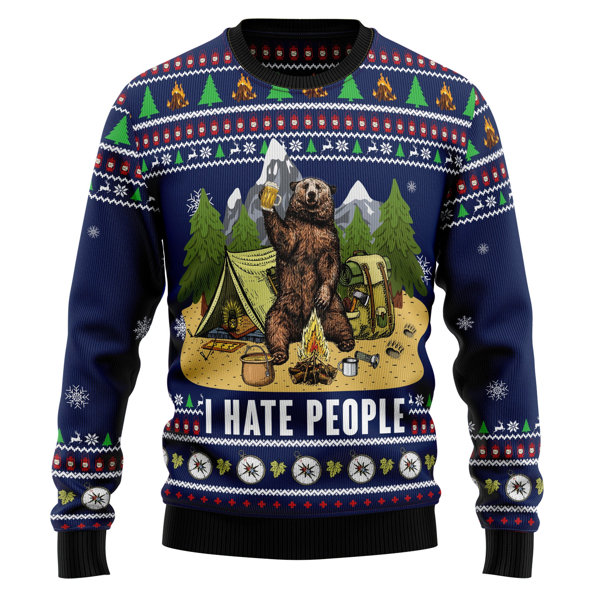 Camping I Hate People Ugly Christmas Sweater