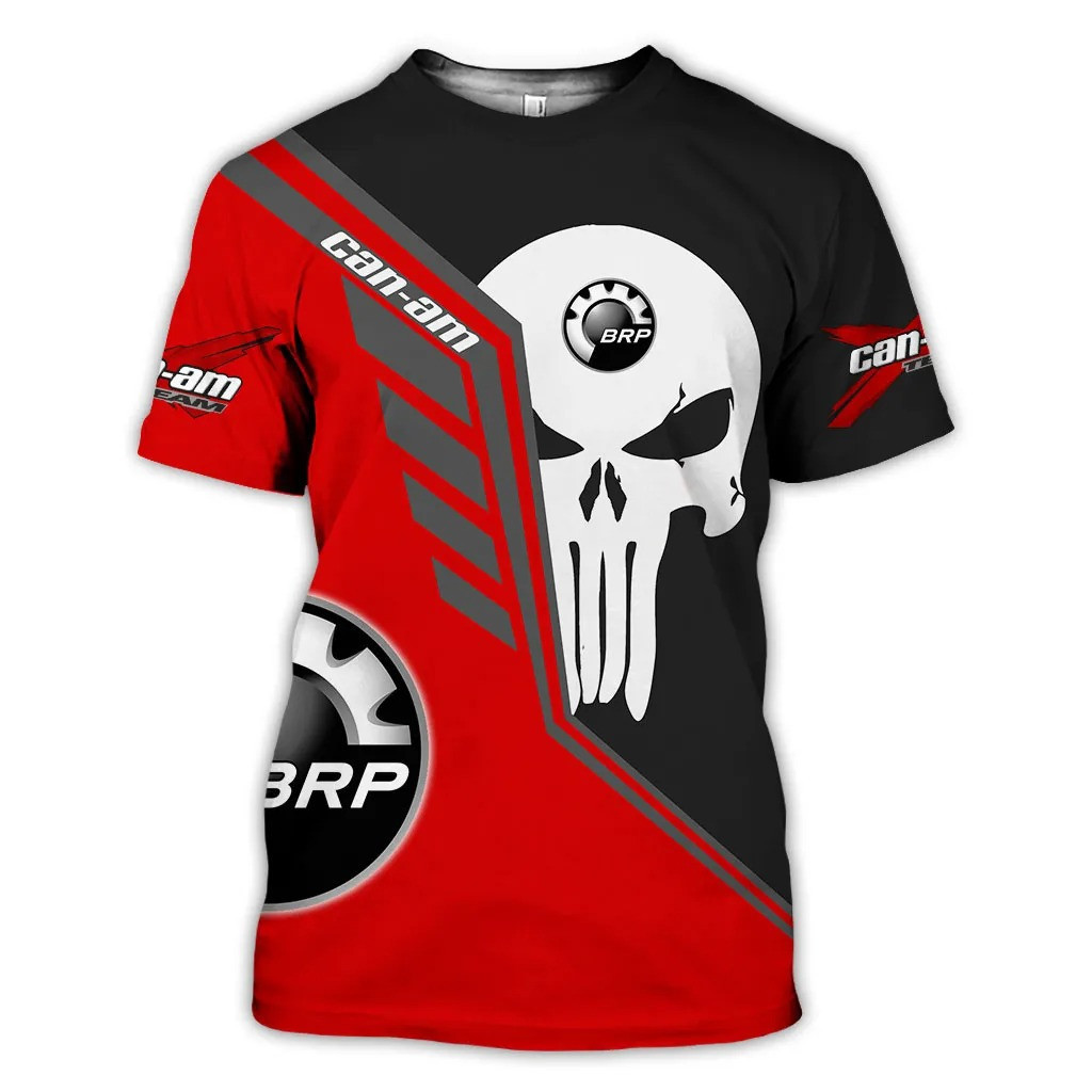 Can Am Skull Off Road Red 3D All Over Printed T Shirt