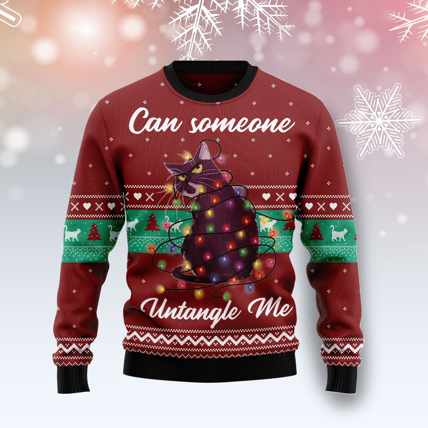 Can Someone Untangle Me Cat Ugly Christmas Sweater Ugly Sweater For Men Women