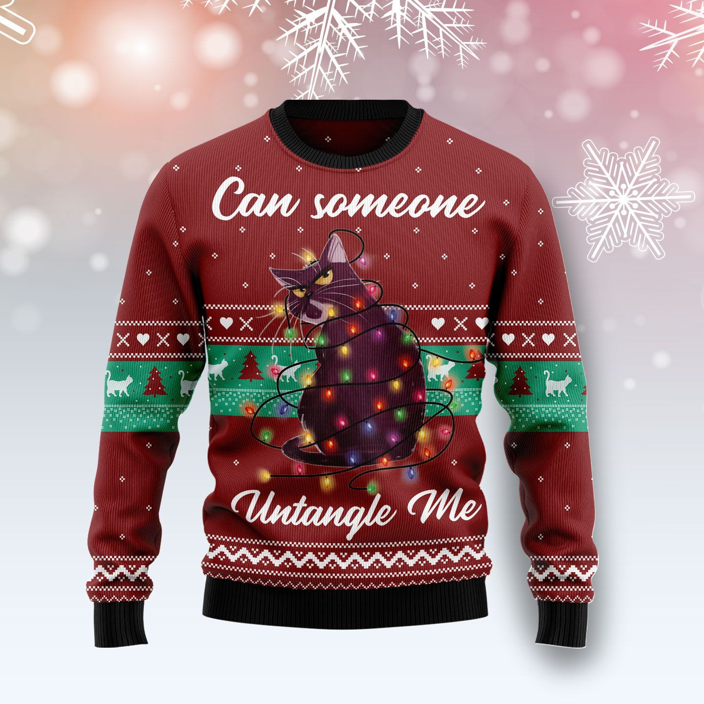 Can Someone Untangle Me Cat Ugly Christmas Sweater, Ugly Sweater For Men Women, Holiday Sweater