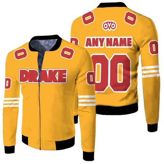 Canadian Rapper Drizzy Drake Gold Fleece Bomber Jacket