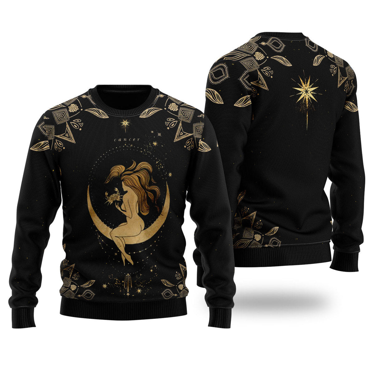 Cancer Golden Zodiac Ugly Christmas Sweater Ugly Sweater For Men Women