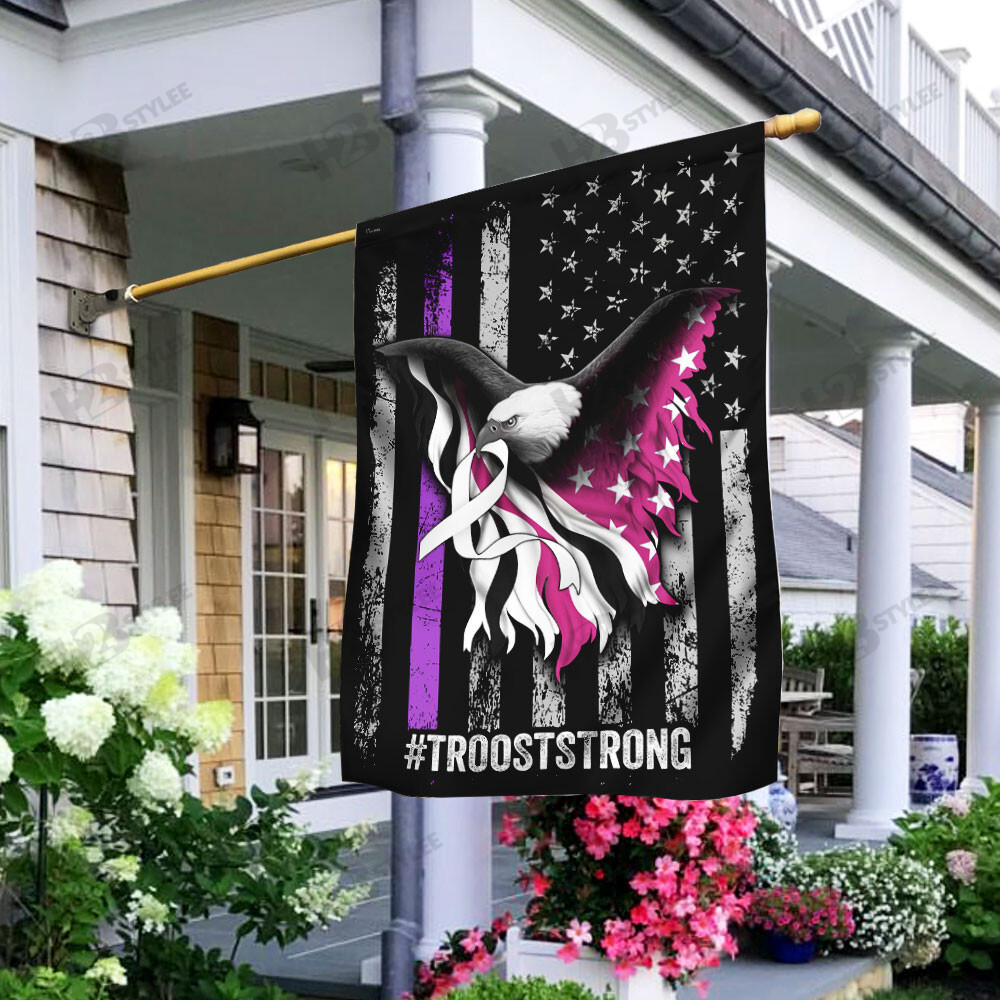 Cancer Ribbons Lung  Pancreatic  Breast Cancer Awareness Strong Flag Garden Flag House Flag