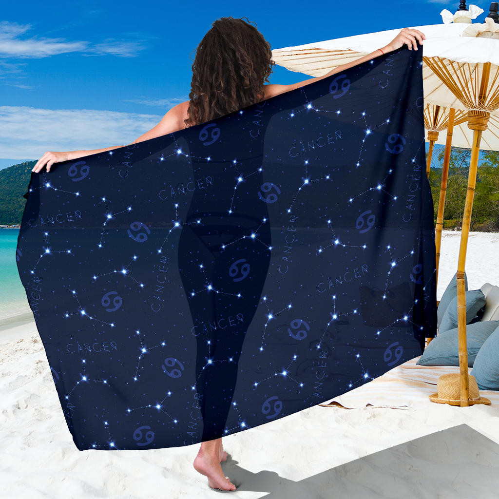 Cancer Zodiac Pattern Print Sarong Cover Up Cancer Zodiac Pareo Wrap Skirt Dress