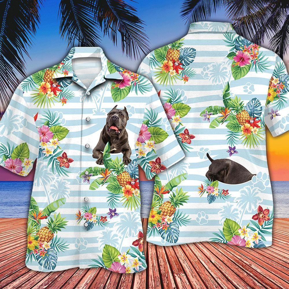 Cane Corso Dog Lovers Striped Aloha Hawaiian Shirt Colorful Short Sleeve Summer Beach Casual Shirt For Men And Women