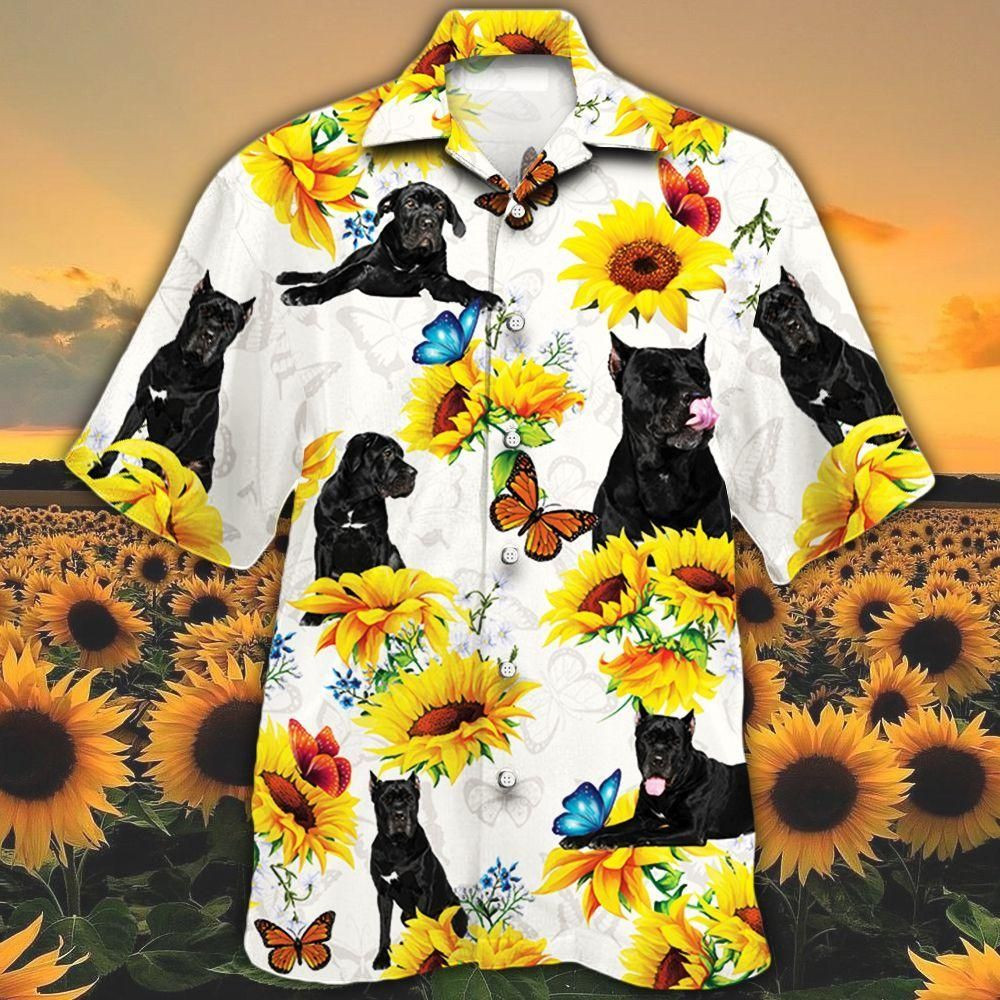 Cane Corso Dog Lovers Sun Flower Aloha Hawaiian Shirt Colorful Short Sleeve Summer Beach Casual Shirt For Men And Women