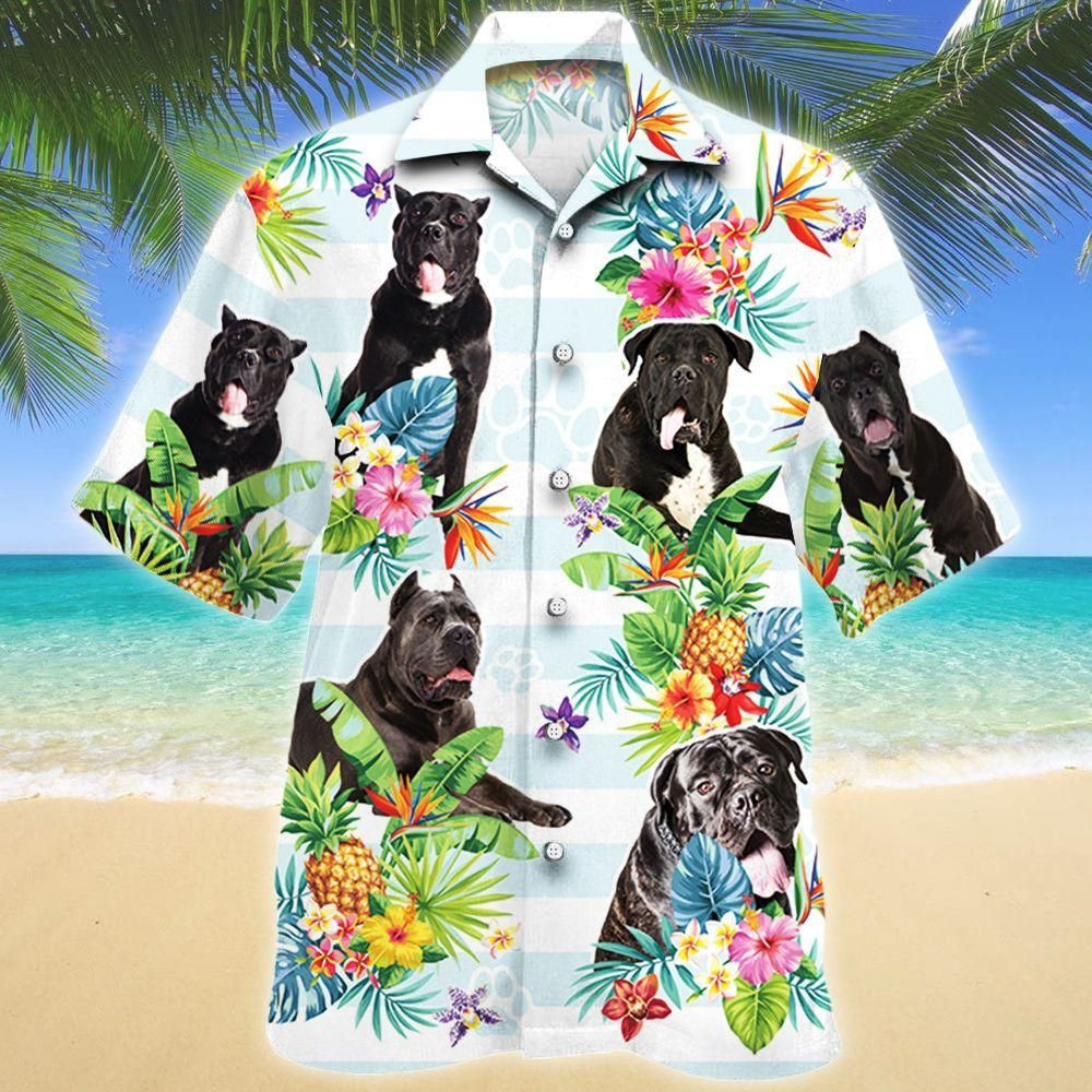 Cane Corso Dog Tropical Flower Aloha Hawaiian Shirt Colorful Short Sleeve Summer Beach Casual Shirt For Men And Women