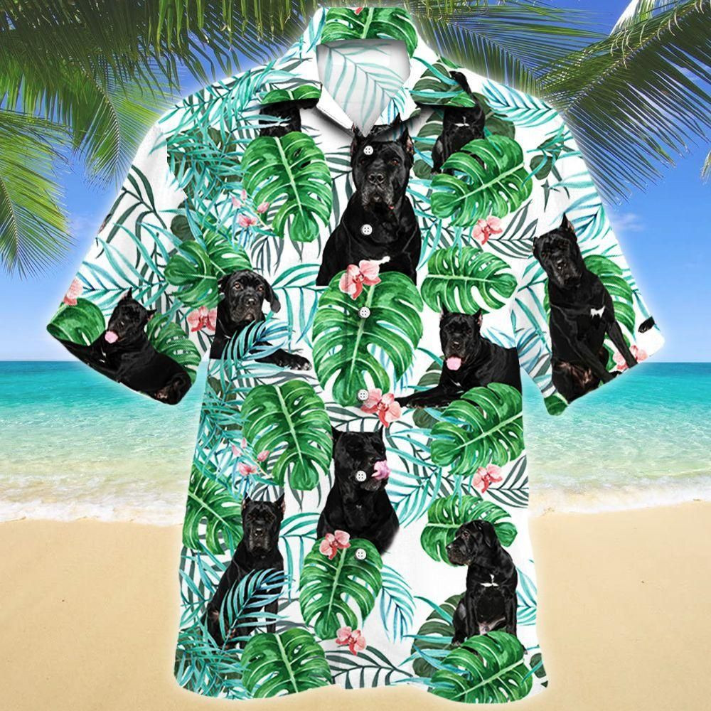 Cane Corso Dog Tropical Plant Aloha Hawaiian Shirt Colorful Short Sleeve Summer Beach Casual Shirt For Men And Women