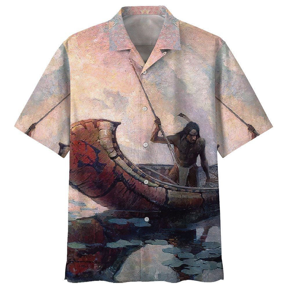 Canoeing Aloha Hawaiian Shirt Colorful Short Sleeve Summer Beach Casual Shirt For Men And Women