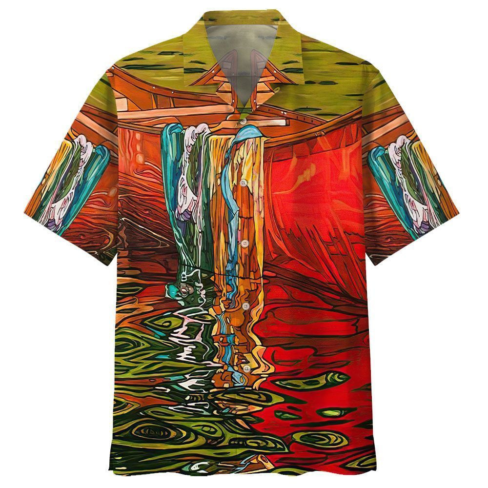 Canoeing Aloha Hawaiian Shirt Colorful Short Sleeve Summer Beach Casual Shirt For Men And Women