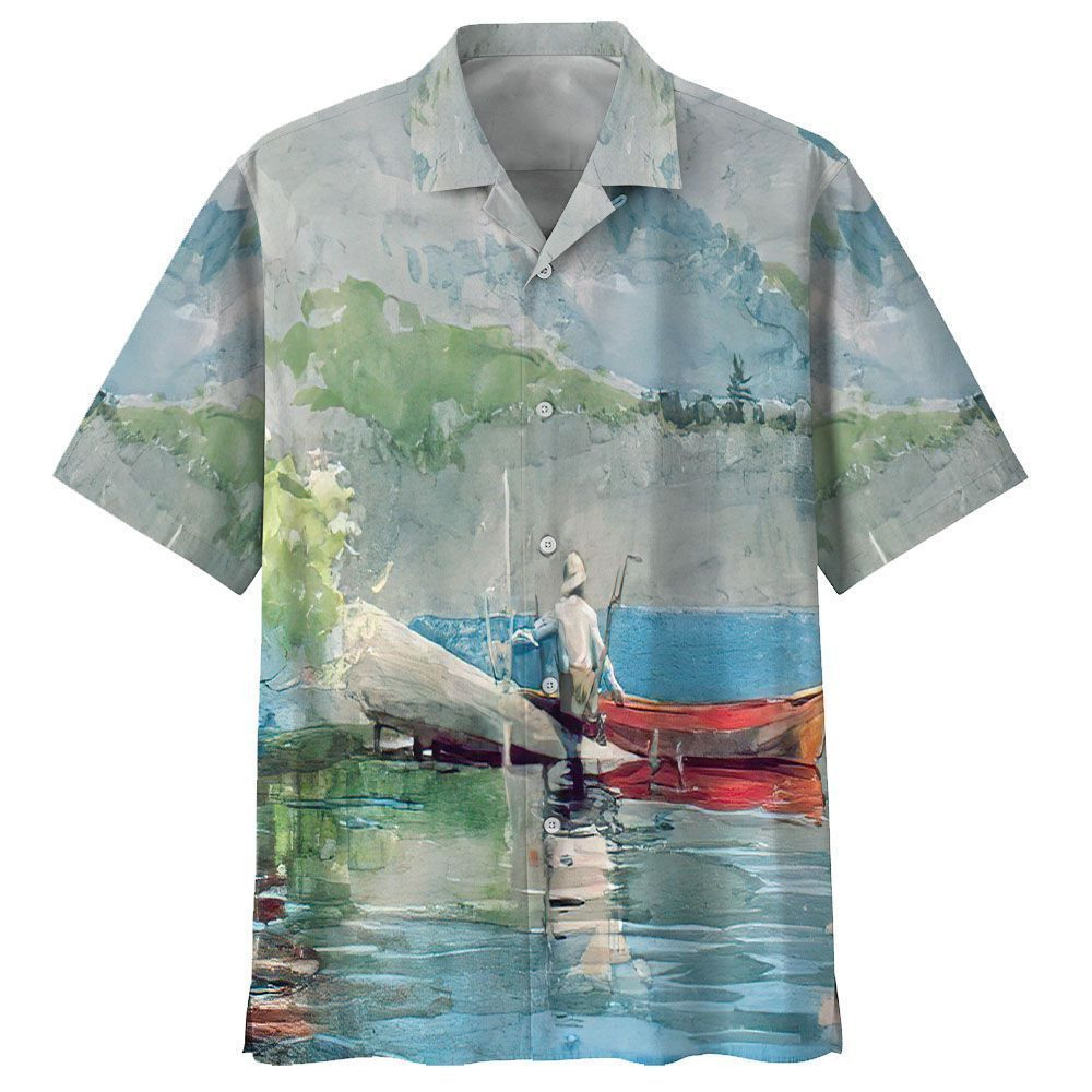 Canoeing Aloha Hawaiian Shirt Colorful Short Sleeve Summer Beach Casual Shirt For Men And Women