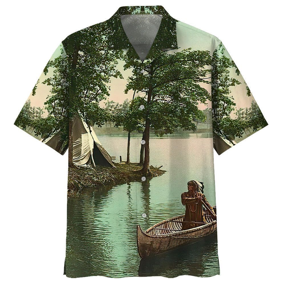 Canoeing Aloha Hawaiian Shirt Colorful Short Sleeve Summer Beach Casual Shirt For Men And Women