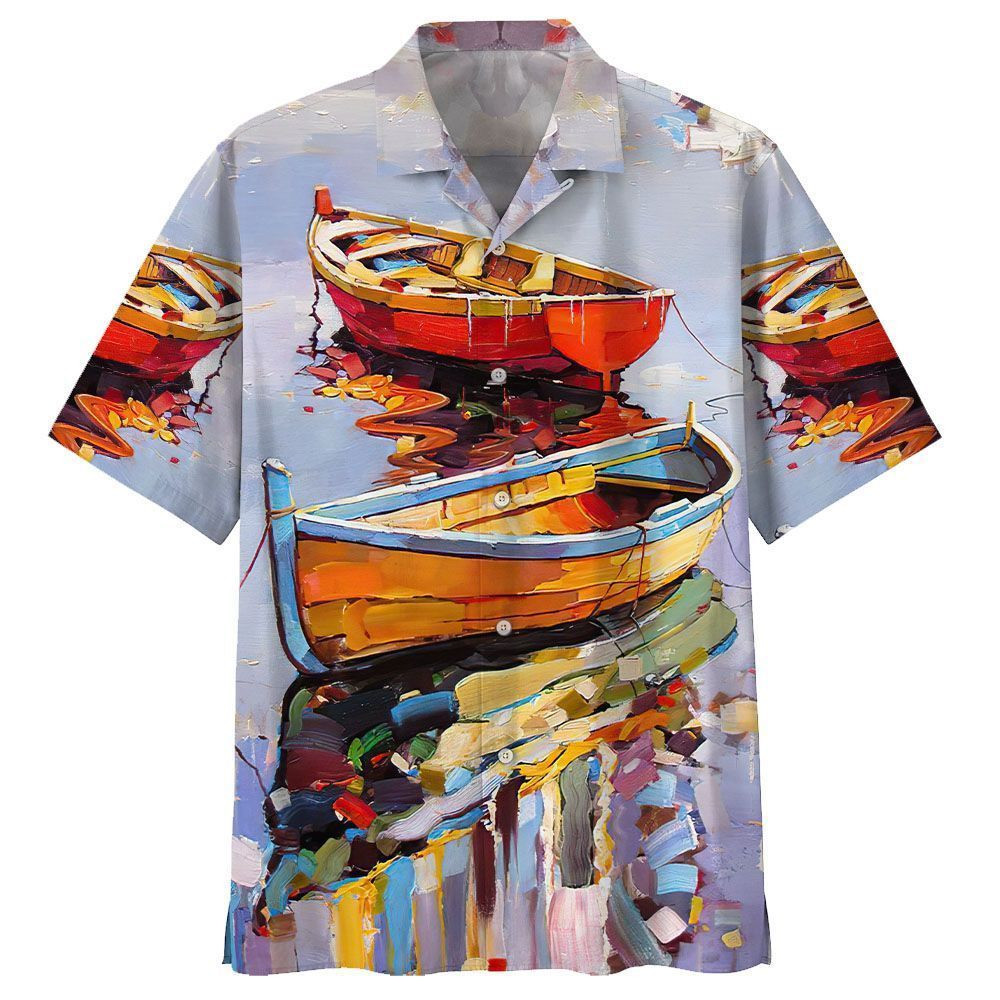 Canoeing Aloha Hawaiian Shirt Colorful Short Sleeve Summer Beach Casual Shirt For Men And Women