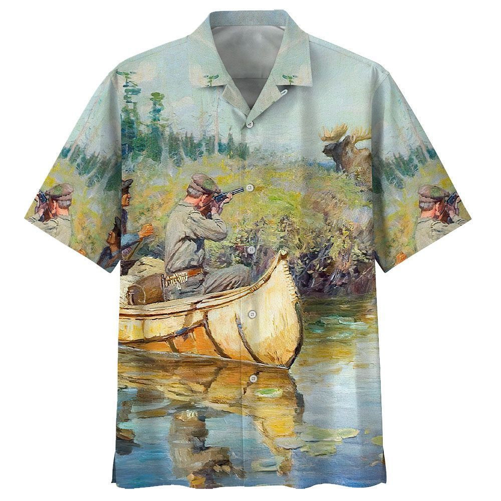 Canoeing Aloha Hawaiian Shirt Colorful Short Sleeve Summer Beach Casual Shirt For Men And Women