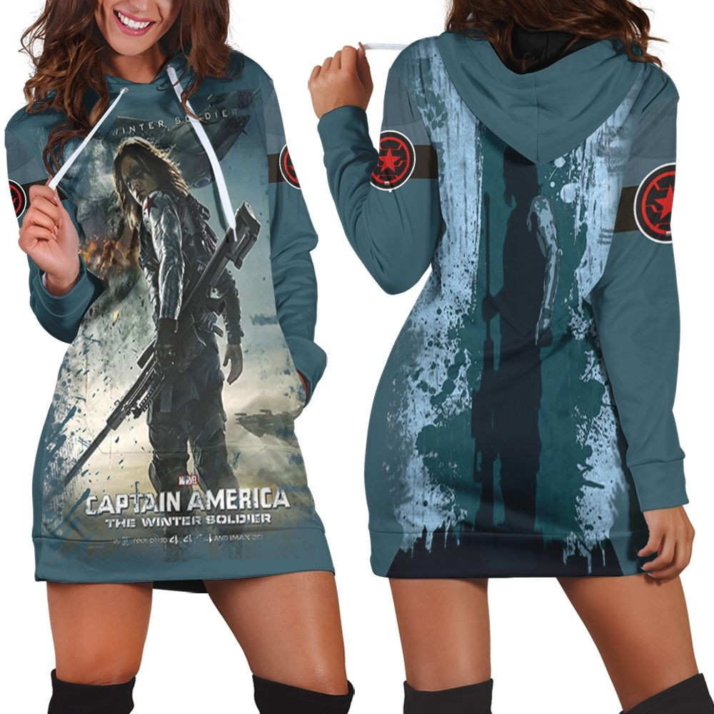 Captain America And The Winter Soldier Avengers Hoodie Dress Sweater Dress Sweatshirt Dress