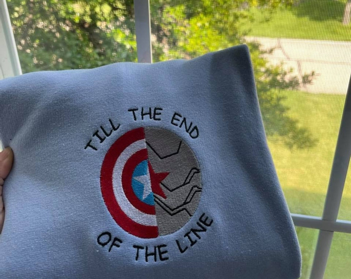 Captain America Sweatshirt Until The End Of The Line Marvel Crewneck Custom Embroidery Crewnecks