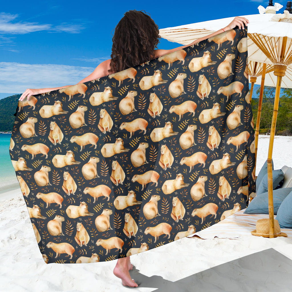 Capybara Pattern Print Sarong Cover Up Capybara Pareo Wrap Skirt Dress