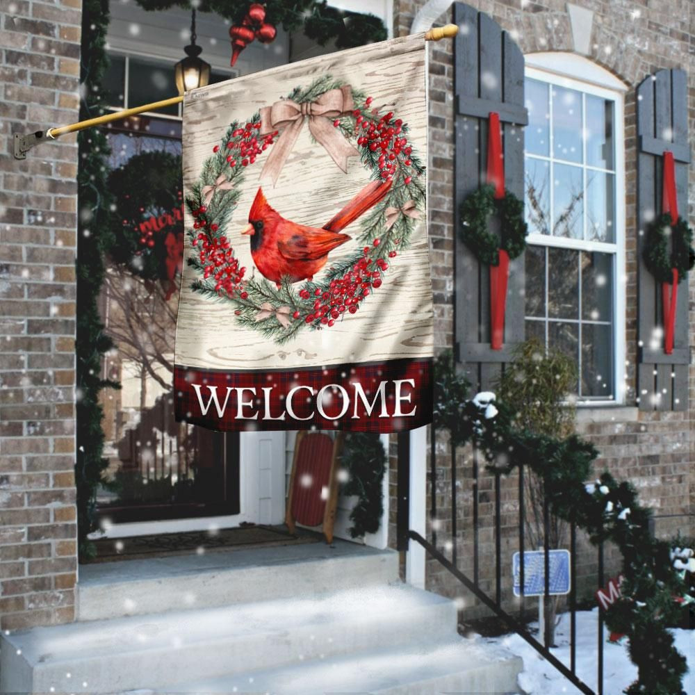 Cardinal Bird Christmas Welcome Garden Flag House Flag