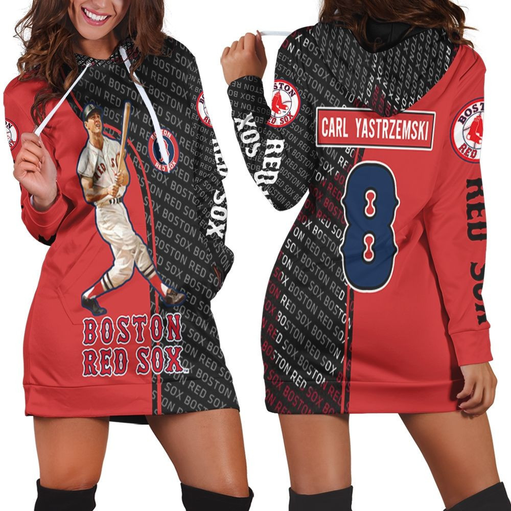 Carl Yastrzemski Boston Red Sox 8 Hoodie Dress Sweater Dress Sweatshirt Dress