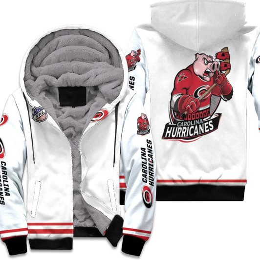 Carolina Hurricanes Nhl Ice Hockey Team Stormy Logo Mascot White 3D Designed Allover Gift For Hurricanes Fans Fleece Hoodie