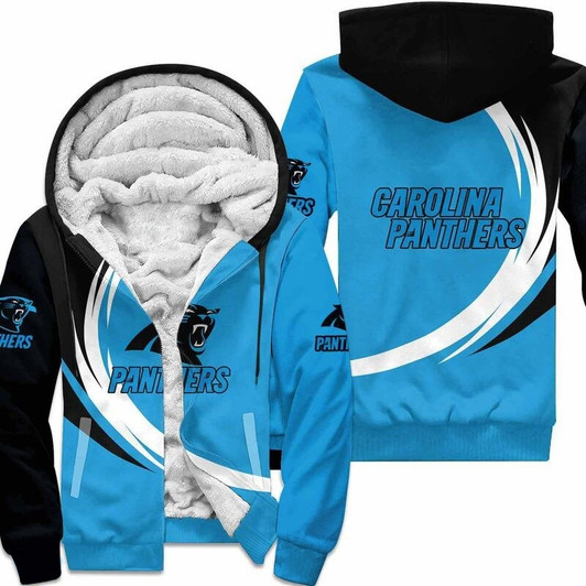 Carolina Panthers Fleece Jacket 3D Curve Great Fleece Hoodie