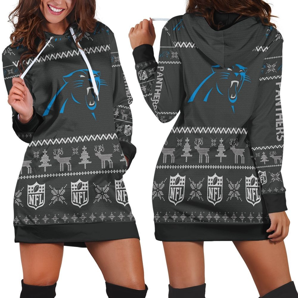 Carolina Panthers Nfl Ugly Sweatshirt Christmas 3d Hoodie Dress For Women
