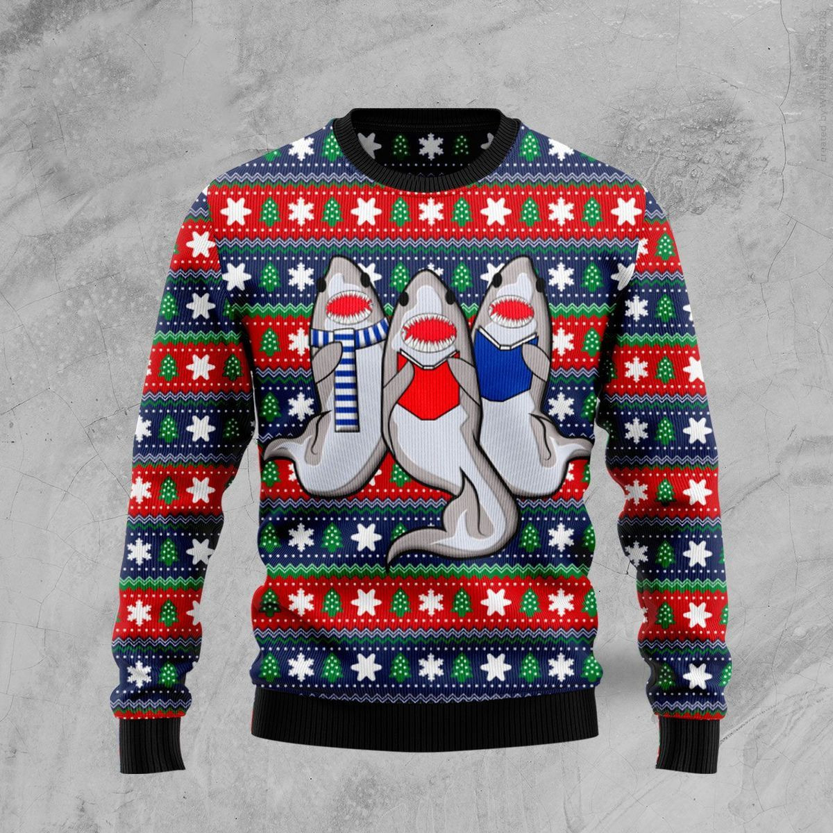 Carolling Sharks Ugly Christmas Sweater Ugly Sweater For Men Women