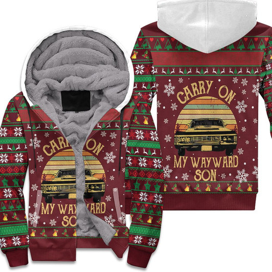 Carry On My Wayward Son Supernatural Retro Ugly Christmas 3D Fleece Hoodie