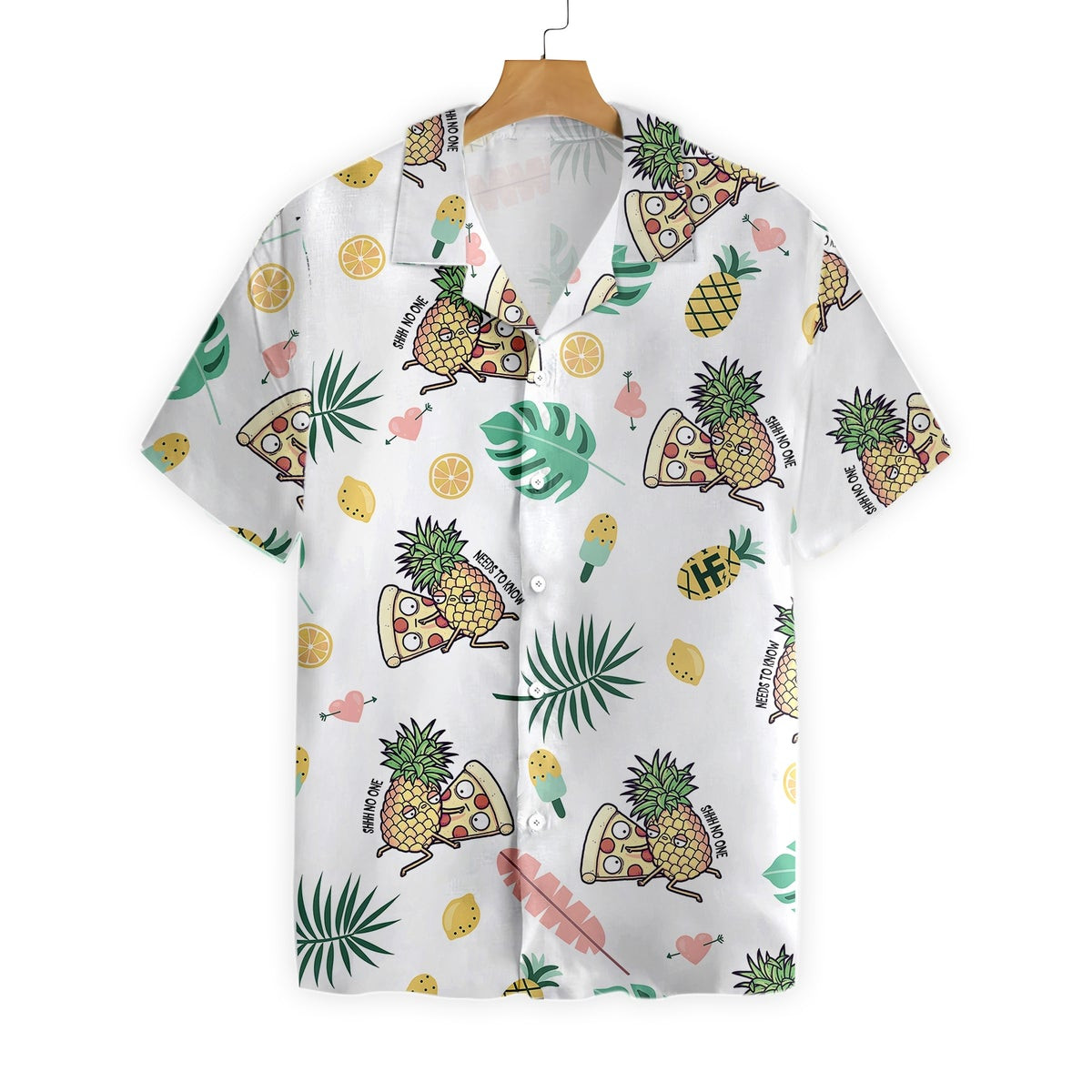 Cartoon Pizza Pineapple Hawaiian Shirt