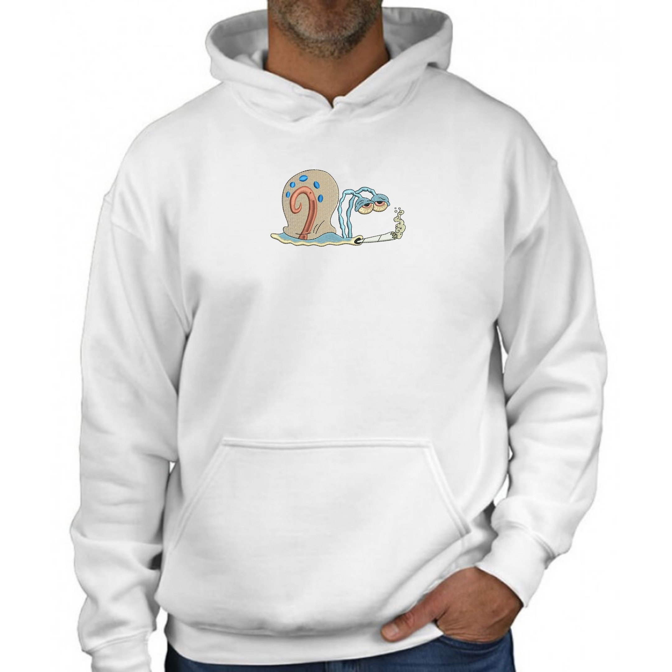 Cartoon Smoking Embroidered Hoodie Mens Unisex Clothing