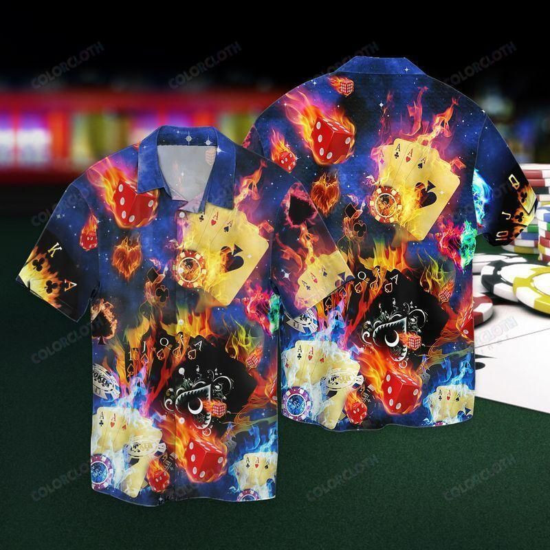 Casino Bar Poker Aloha Hawaiian Shirt Colorful Short Sleeve Summer Beach Casual Shirt For Men And Women