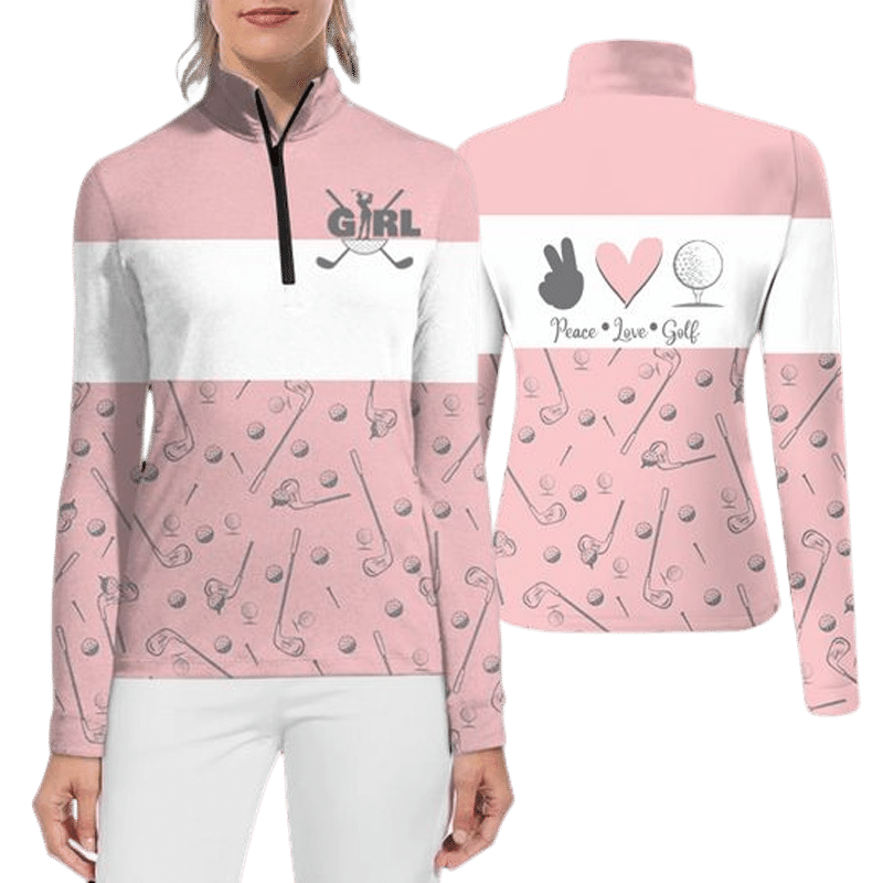 Casual Golf Print Womens Long Sleeve Golf Polo Shirt